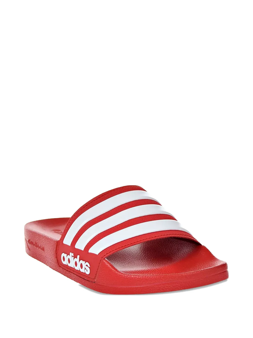 Adidas Originals Three-stripe Cloudfoam Slides In Red