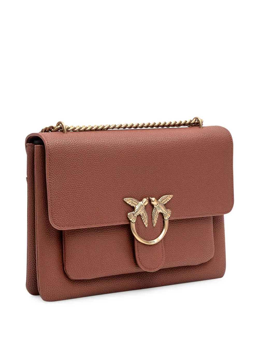 Shop Pinko Love One Shoulder Bag In Brown