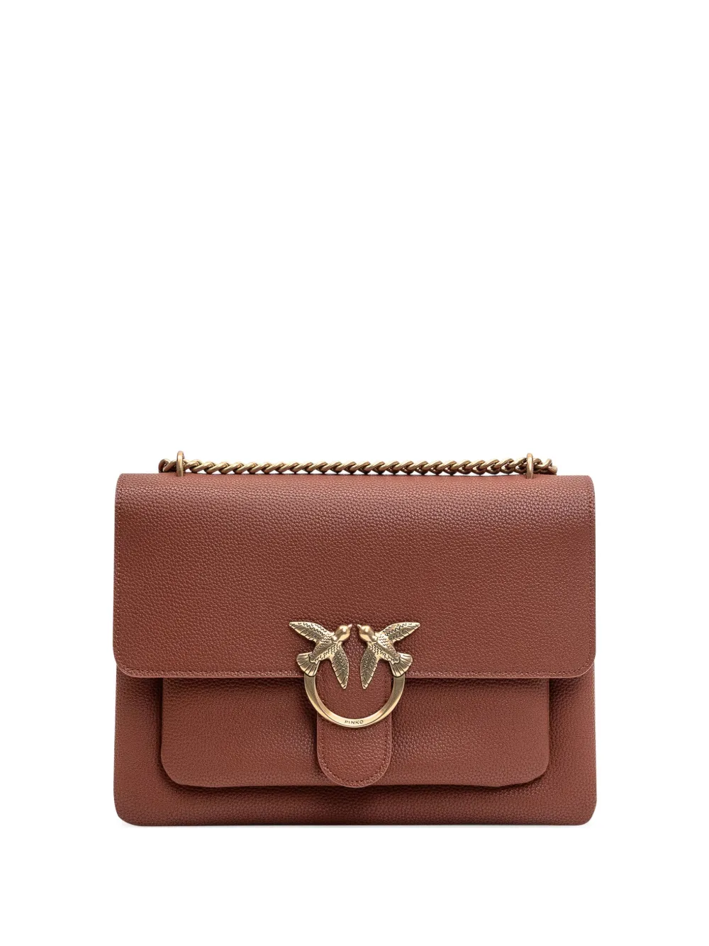 Shop Pinko Love One Shoulder Bag In Brown