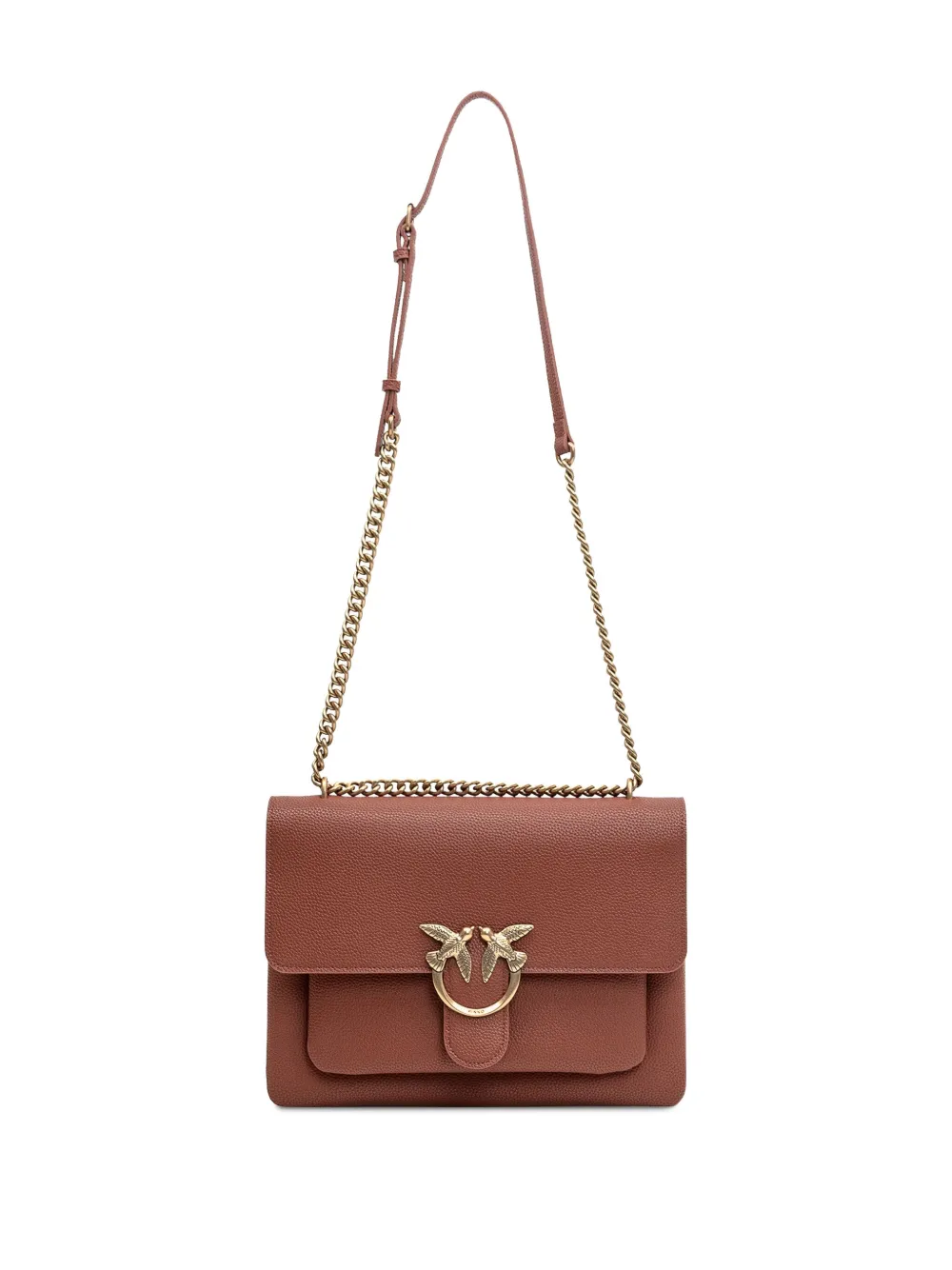 Shop Pinko Love One Shoulder Bag In Brown
