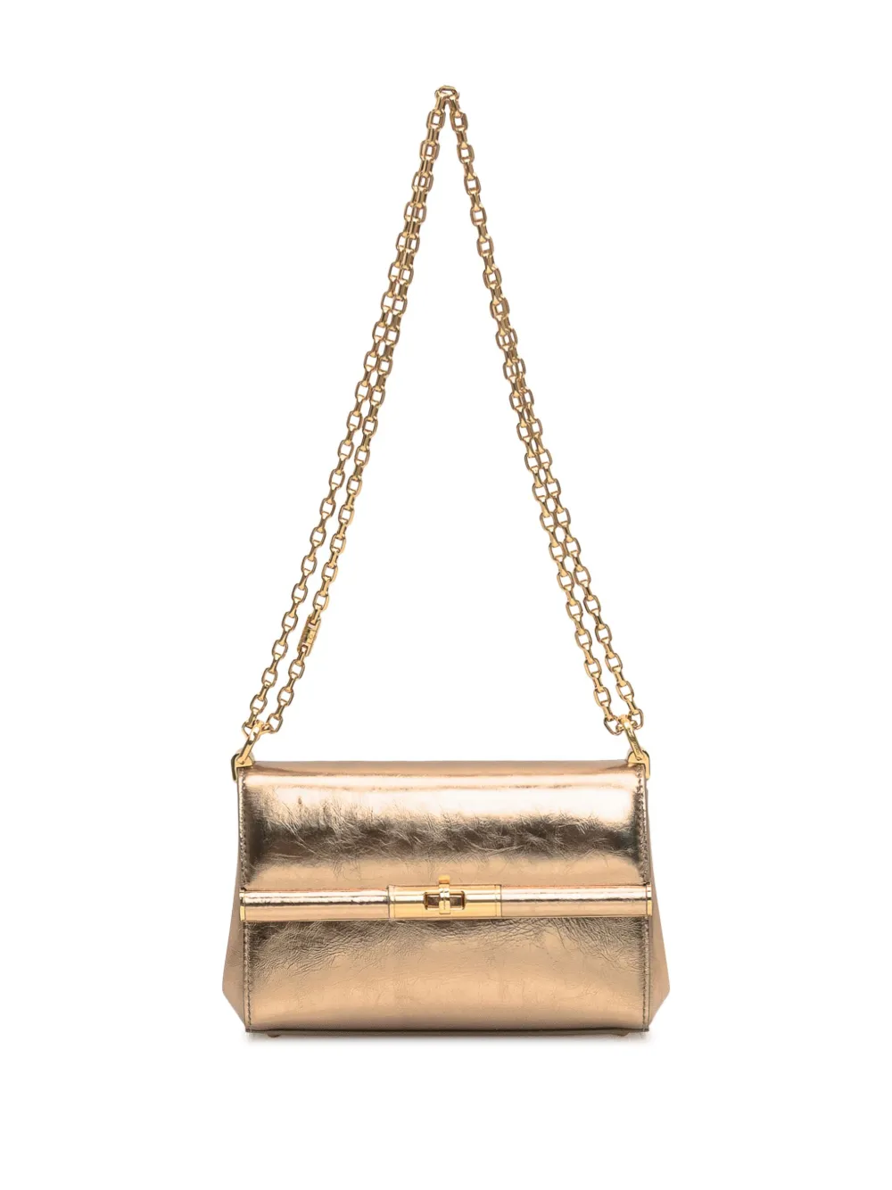 Dolce & Gabbana Marlene Crackled Leather Shoulder Bag In Gold