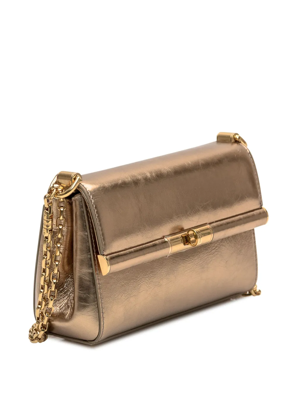 Dolce & Gabbana Marlene Crackled Leather Shoulder Bag In Gold