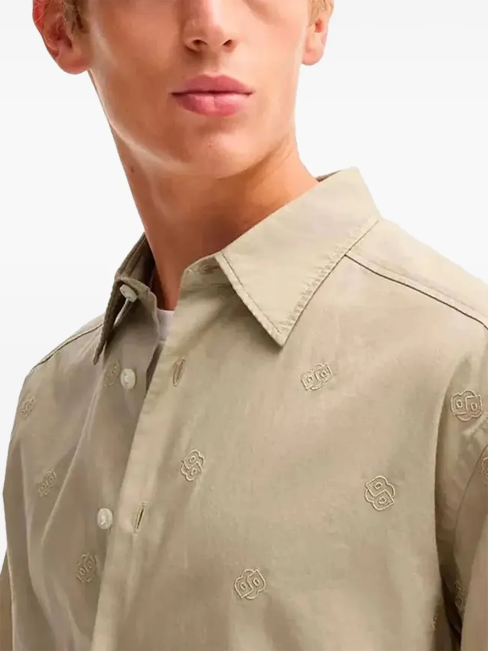 BOSS Katoenen overhemd Beige