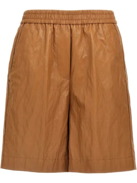 Nude leather-effect bermuda shorts