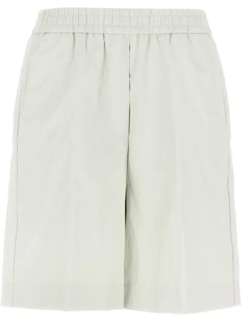 Nude leather-effect bermuda shorts