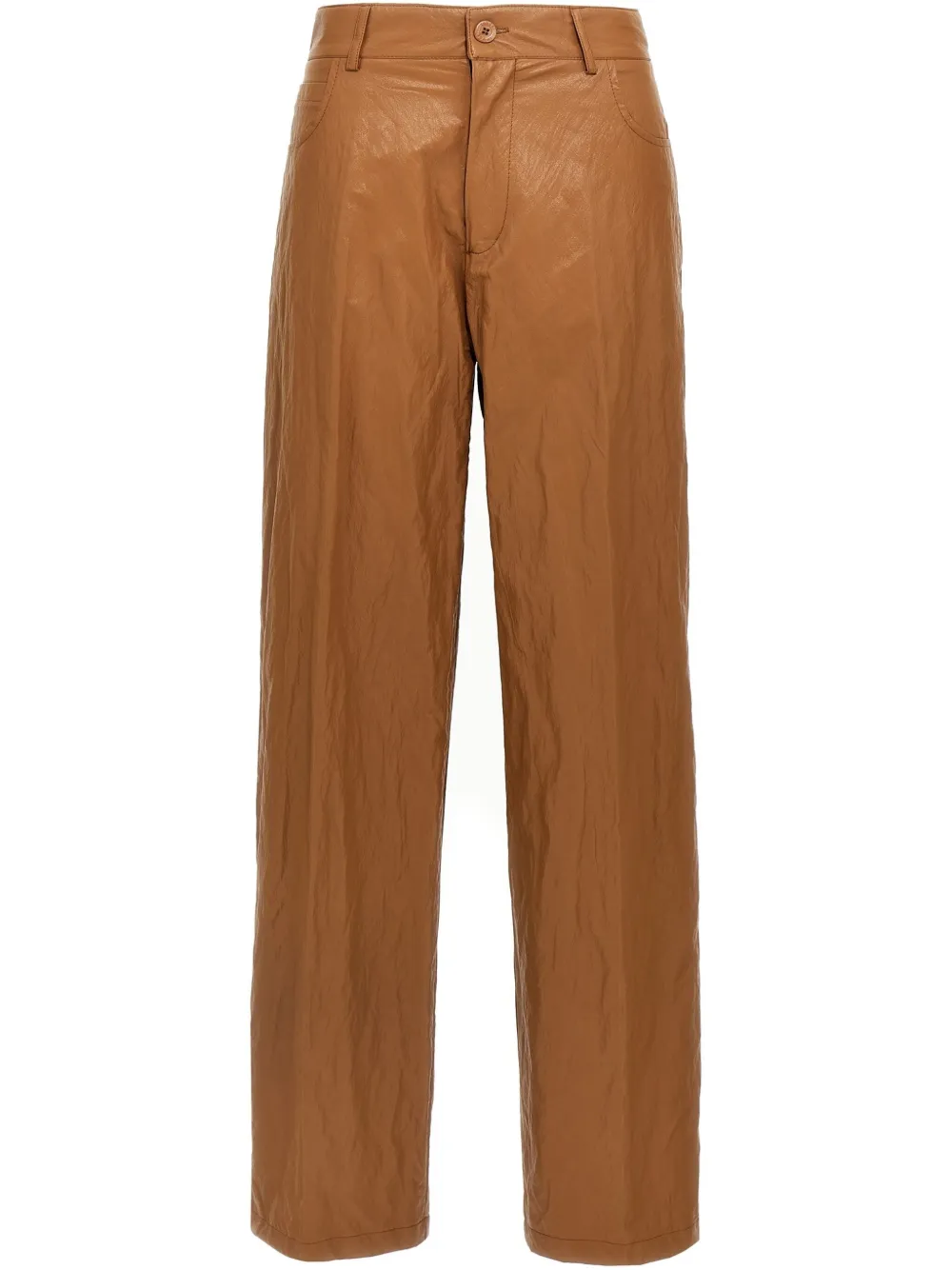 leather-effect trousers