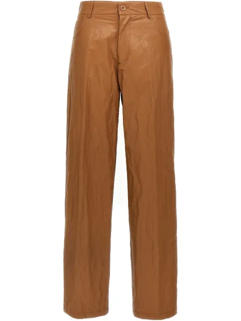 Nude leather-effect trousers