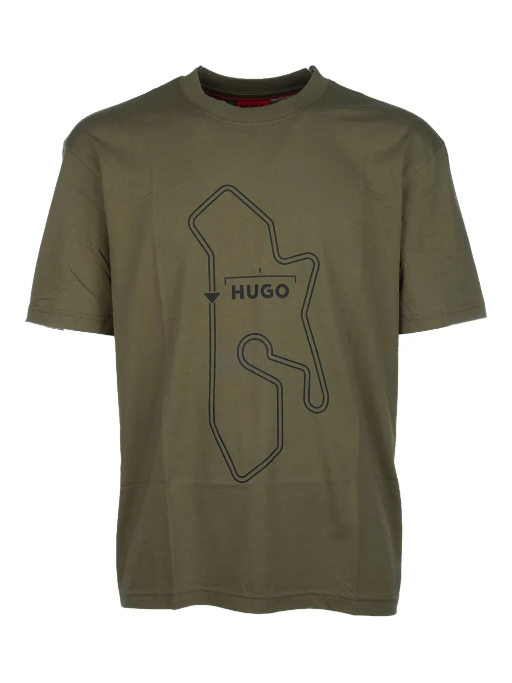 Hugo Boss Graphic Print Crew Neck Short Sleeves T-shirt In Green