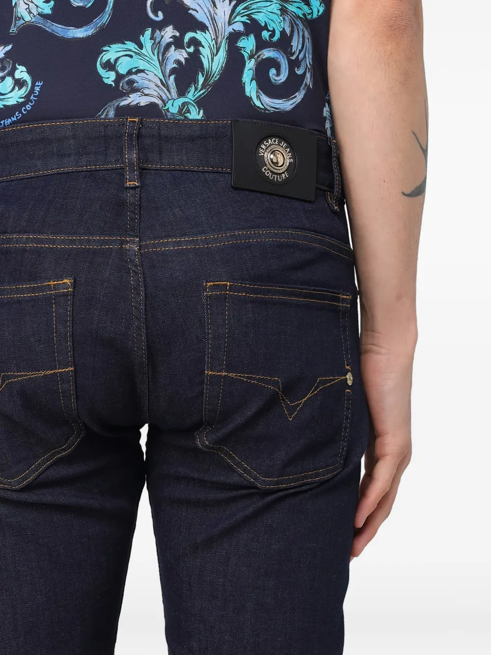 Versace Jeans Couture logo-patch five-pocket jeans Blauw