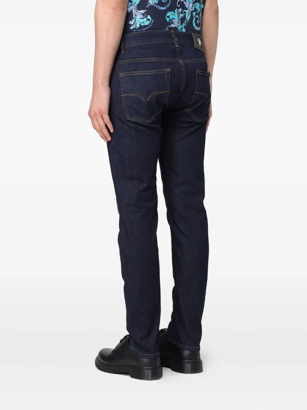 Versace Jeans Couture logo-patch five-pocket jeans Blauw