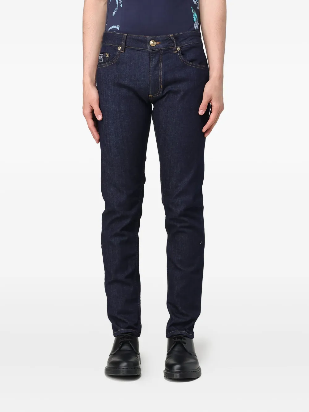 Versace Jeans Couture logo-patch five-pocket jeans Blauw