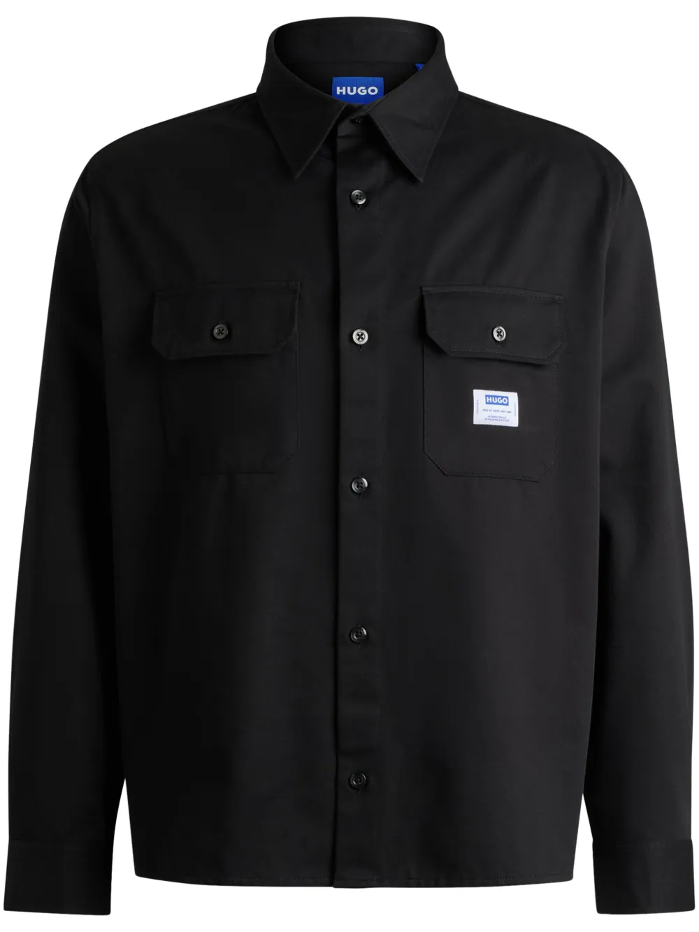 HUGO logo-label cotton shirt | Black | Image 1