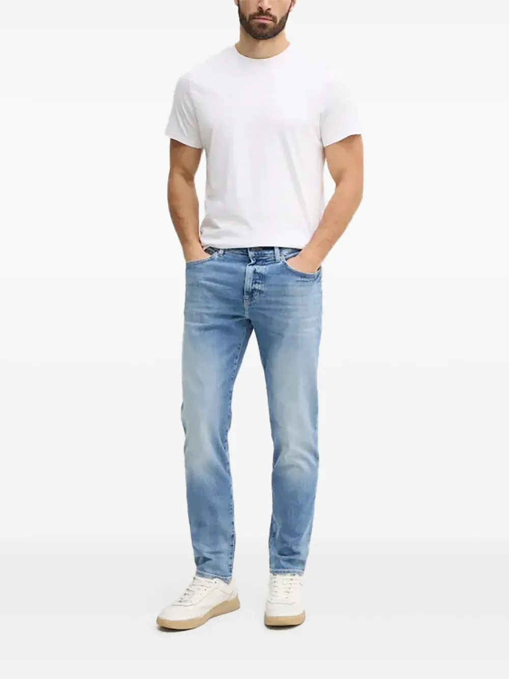 BOSS Jeans met stonewashed-effect Blauw