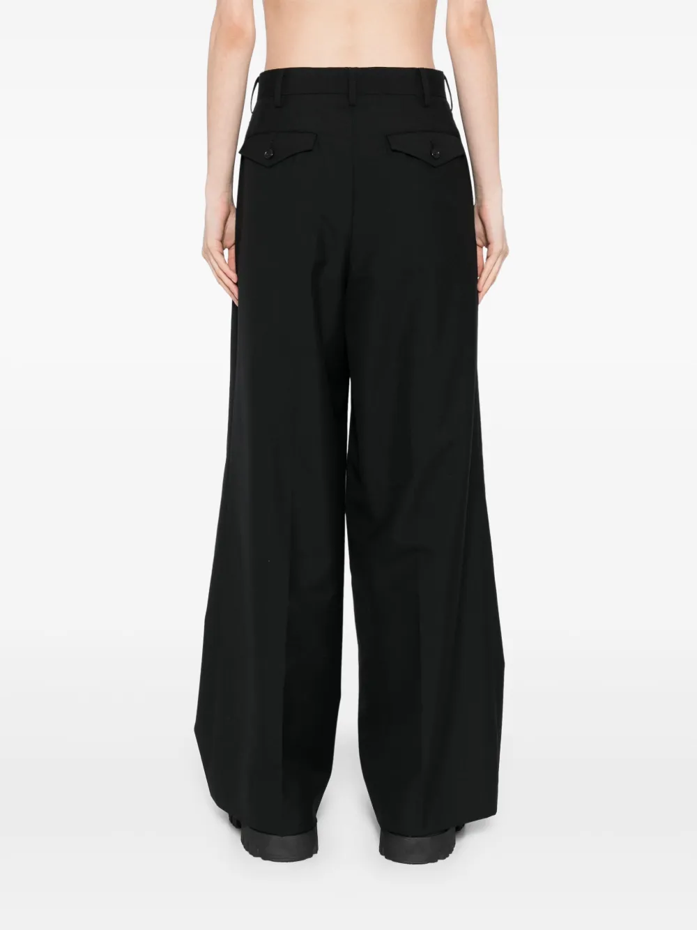Junya Watanabe Wollen broek met wijde pijpen Zwart
