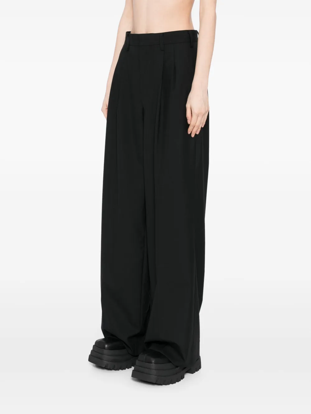 Junya Watanabe Wollen broek met wijde pijpen Zwart