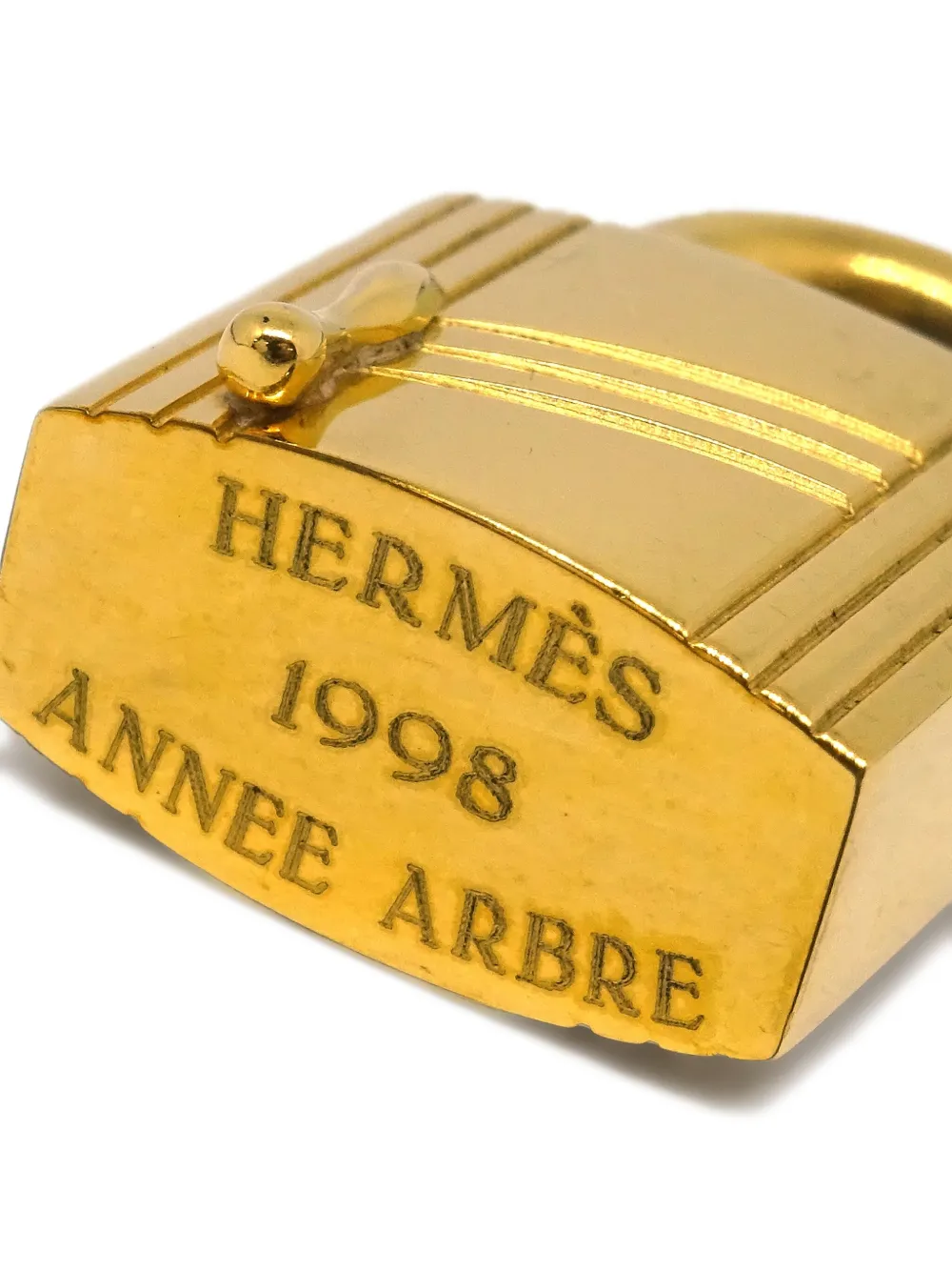 Pre-owned Hermes 1998 Anee Arbre Cadena Padlock In Gold