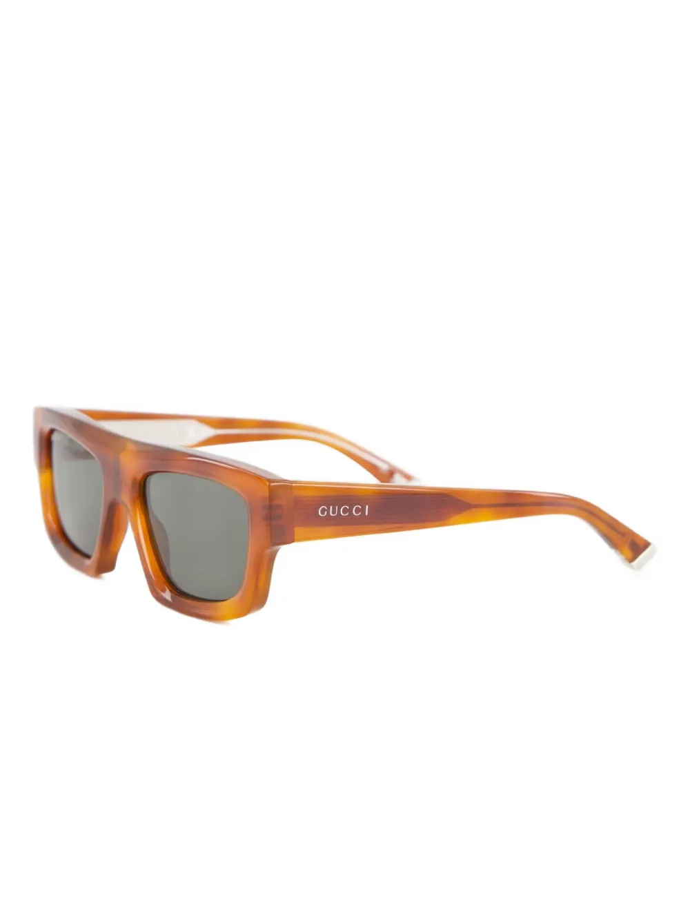 Gucci Eyewear Zonnebril met gegraveerd logo Bruin