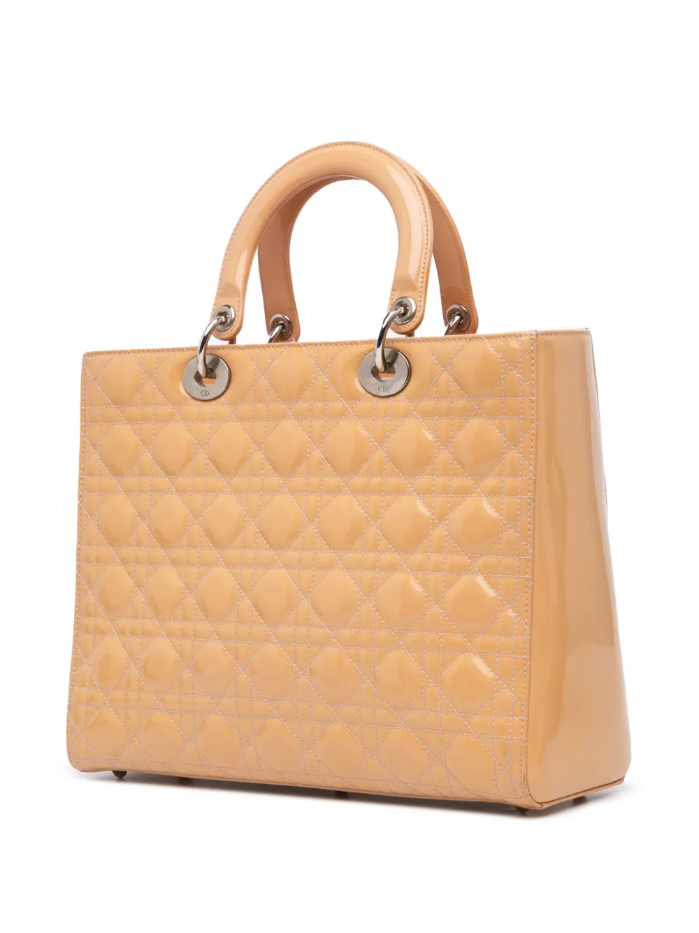 Christian Dior Pre-Owned 2012 grote gelakte Cannage Lady Dior boekentas - Bruin