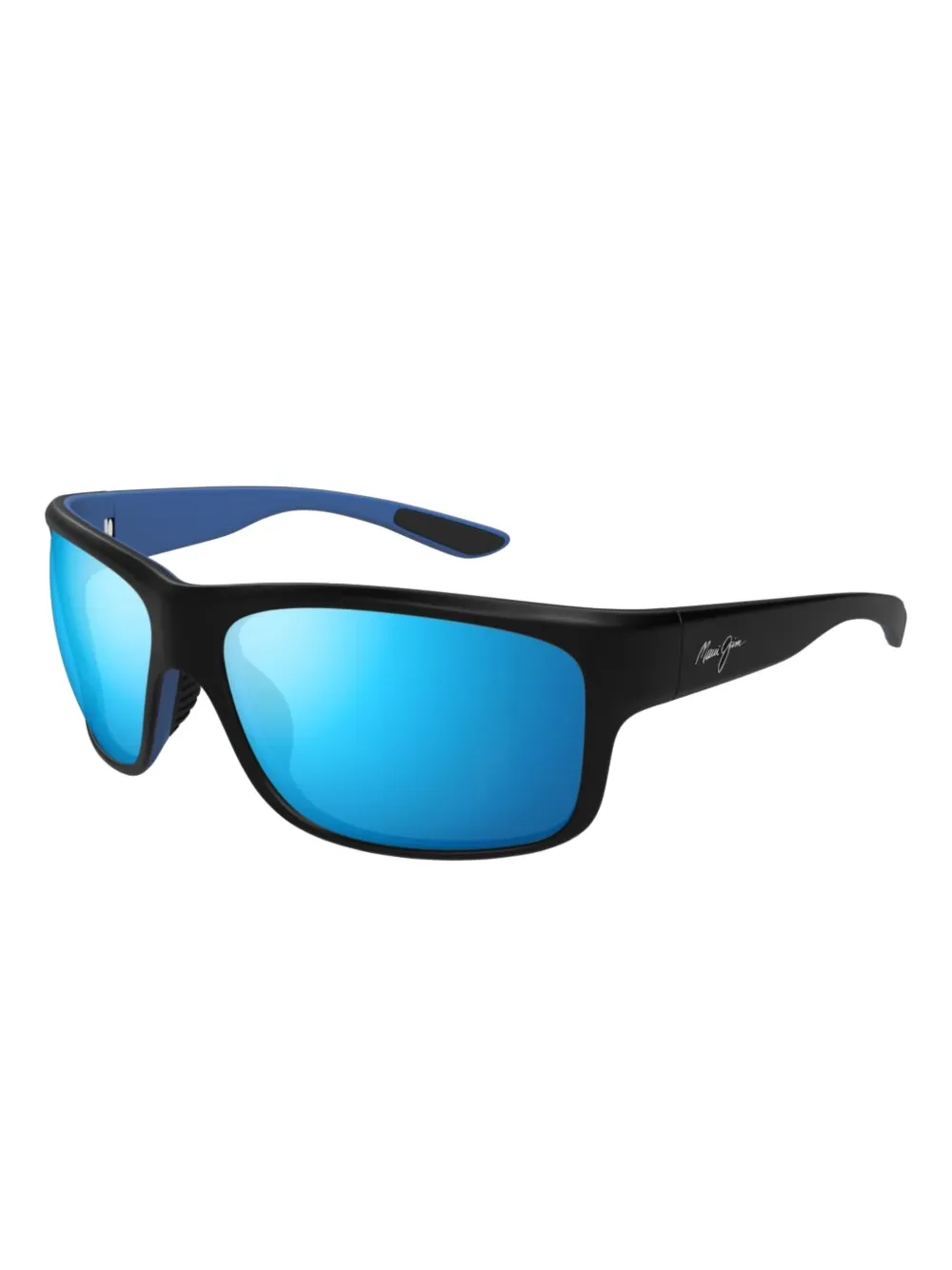 Maui Jim blue mirrored rectangle sunglasses Zwart