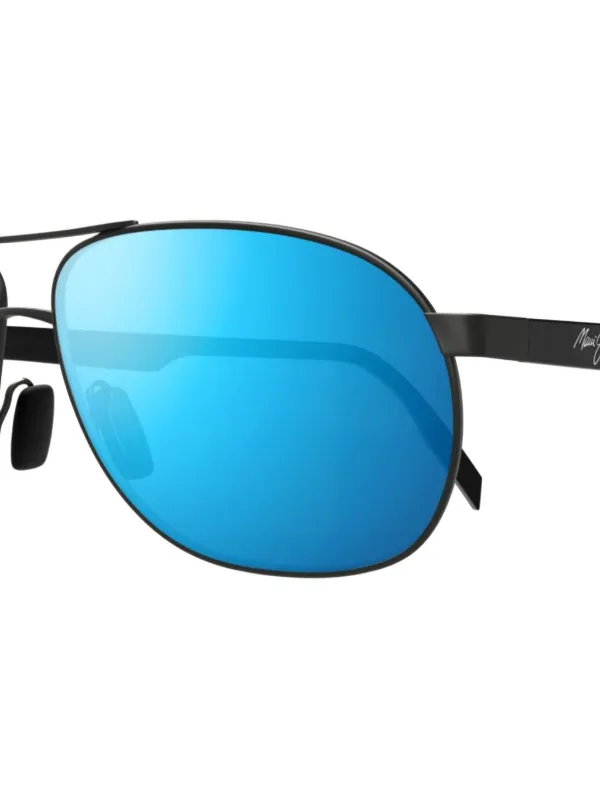 Maui Jim オーバルフレーム ミラーサングラス | ブラック | FARFETCH JP