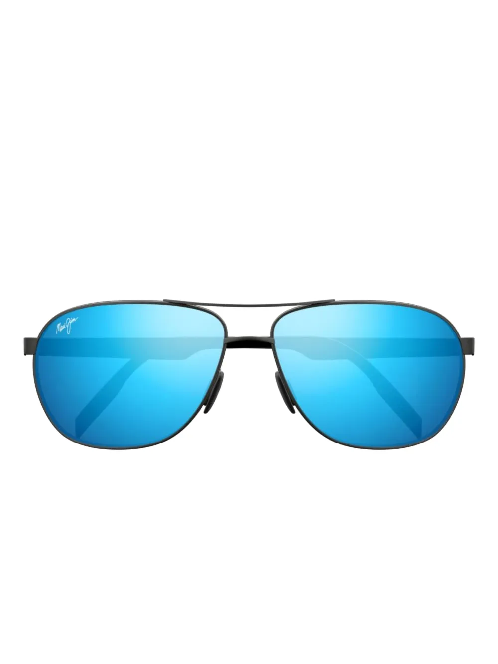 Maui Jim blue mirrored oval-frame sunglasses Zwart