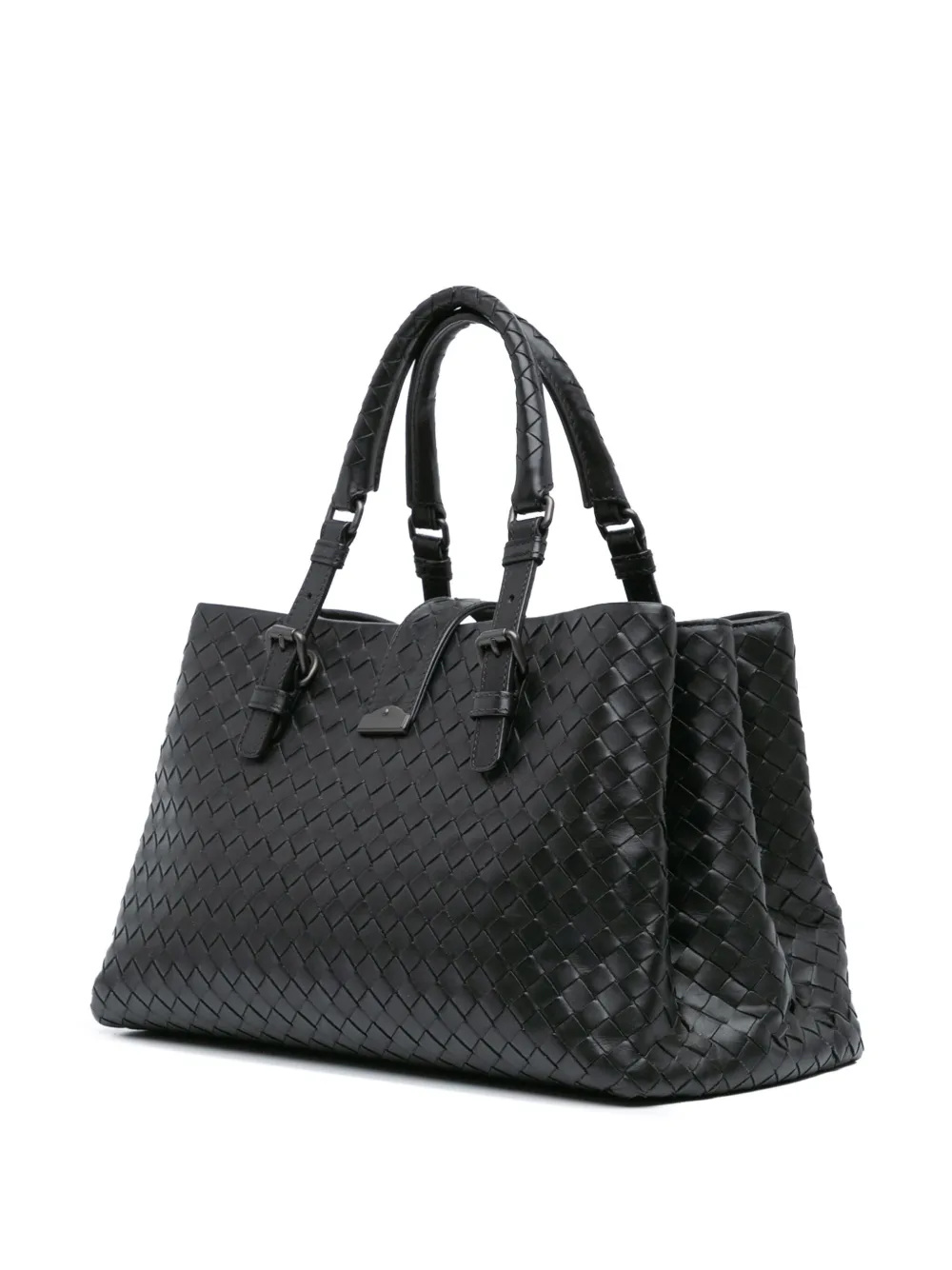 Bottega Veneta Pre-Owned 2012-2024 kleine Nappa Intrecciato Roma boekentas - Zwart