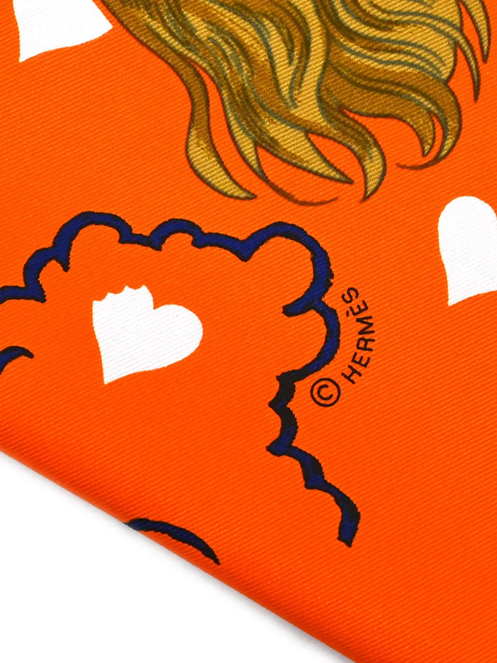 Pre-owned Hermes 1990-2000s Tea Time Scarf In Orange
