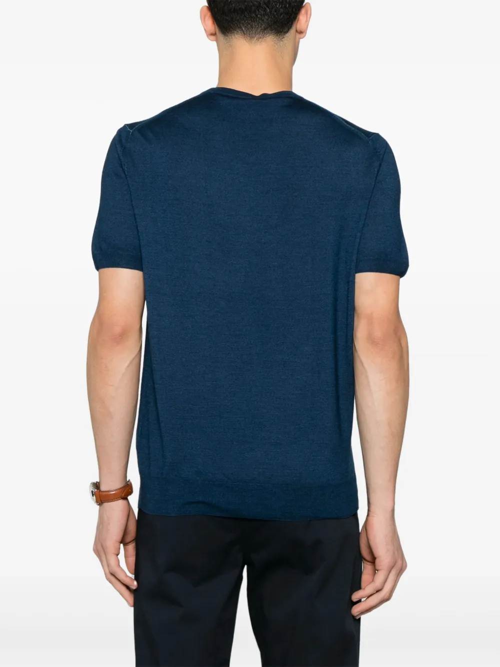Canali Fijngebreid T-shirt Blauw