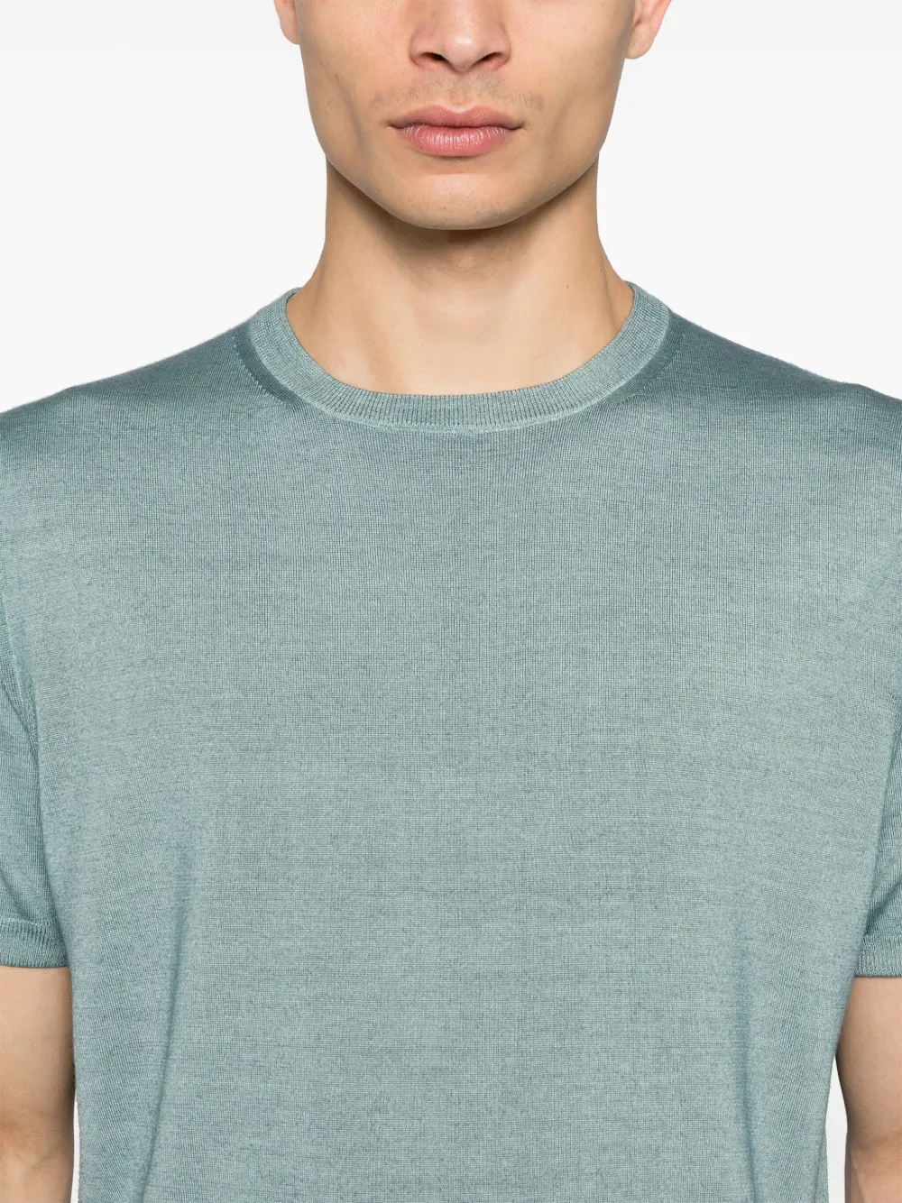 Canali Fijngebreid T-shirt Blauw