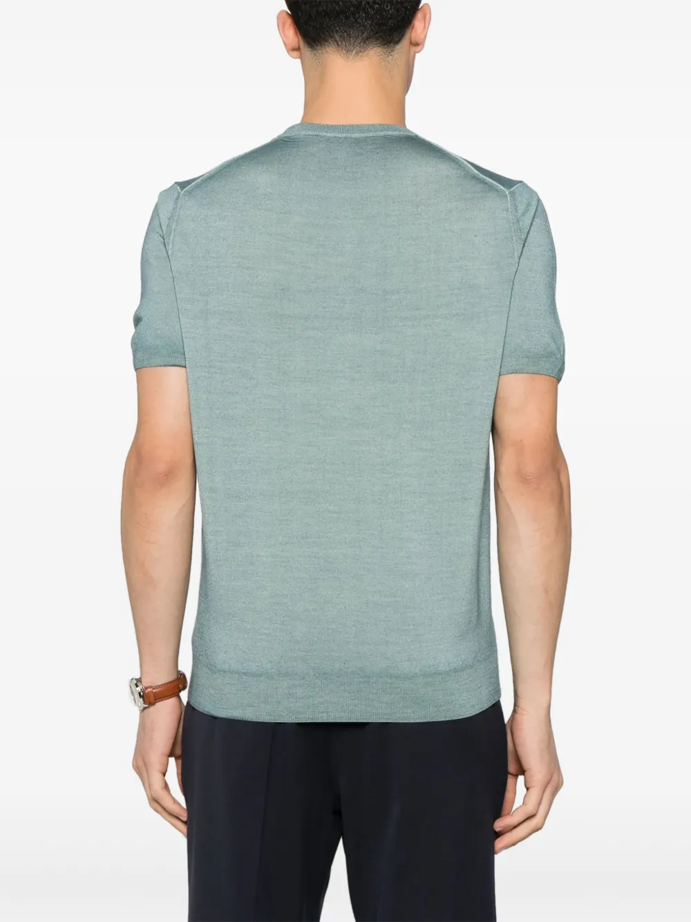 Canali Fijngebreid T-shirt Blauw