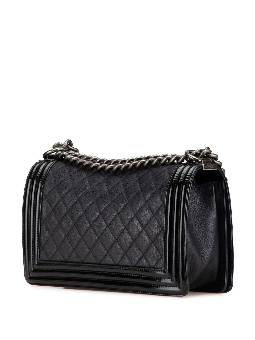 CHANEL Pre-Owned 2015-2016 medium gewatteerde Patent Boy Flap geitenleren crossbodytas - Zwart