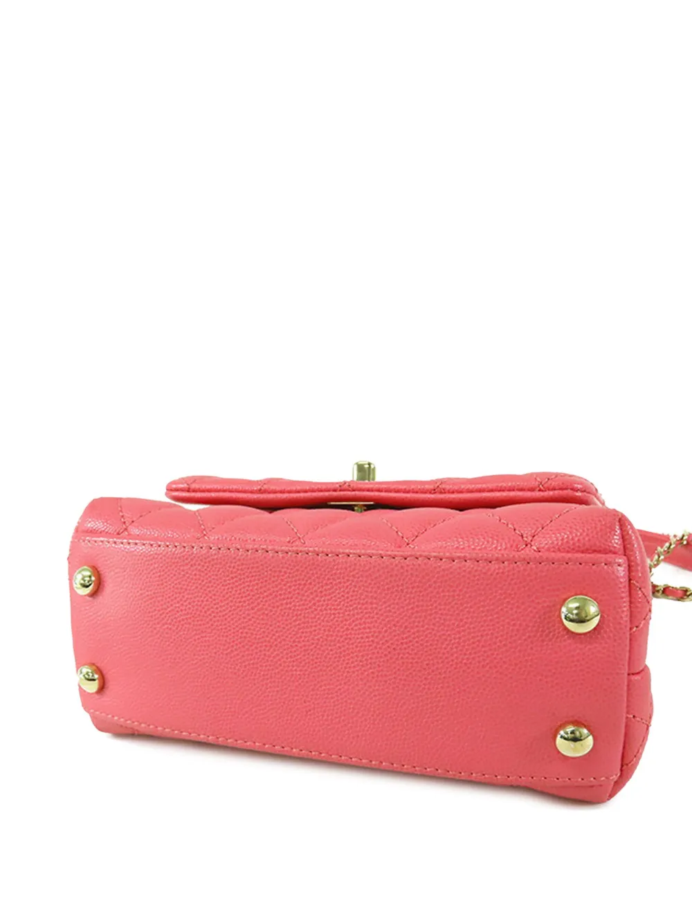 Pre-owned Chanel 2020 Extra Mini Caviar And Lizard Embossed Coco Top Handle Bag Satchel In Pink