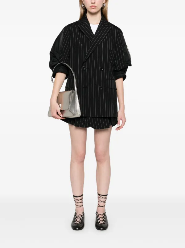 ジャケット sacai SS25 Pinstripe blazer (2507796 817) Sacai Striped Panelled Blazer | Black | FARFETCH