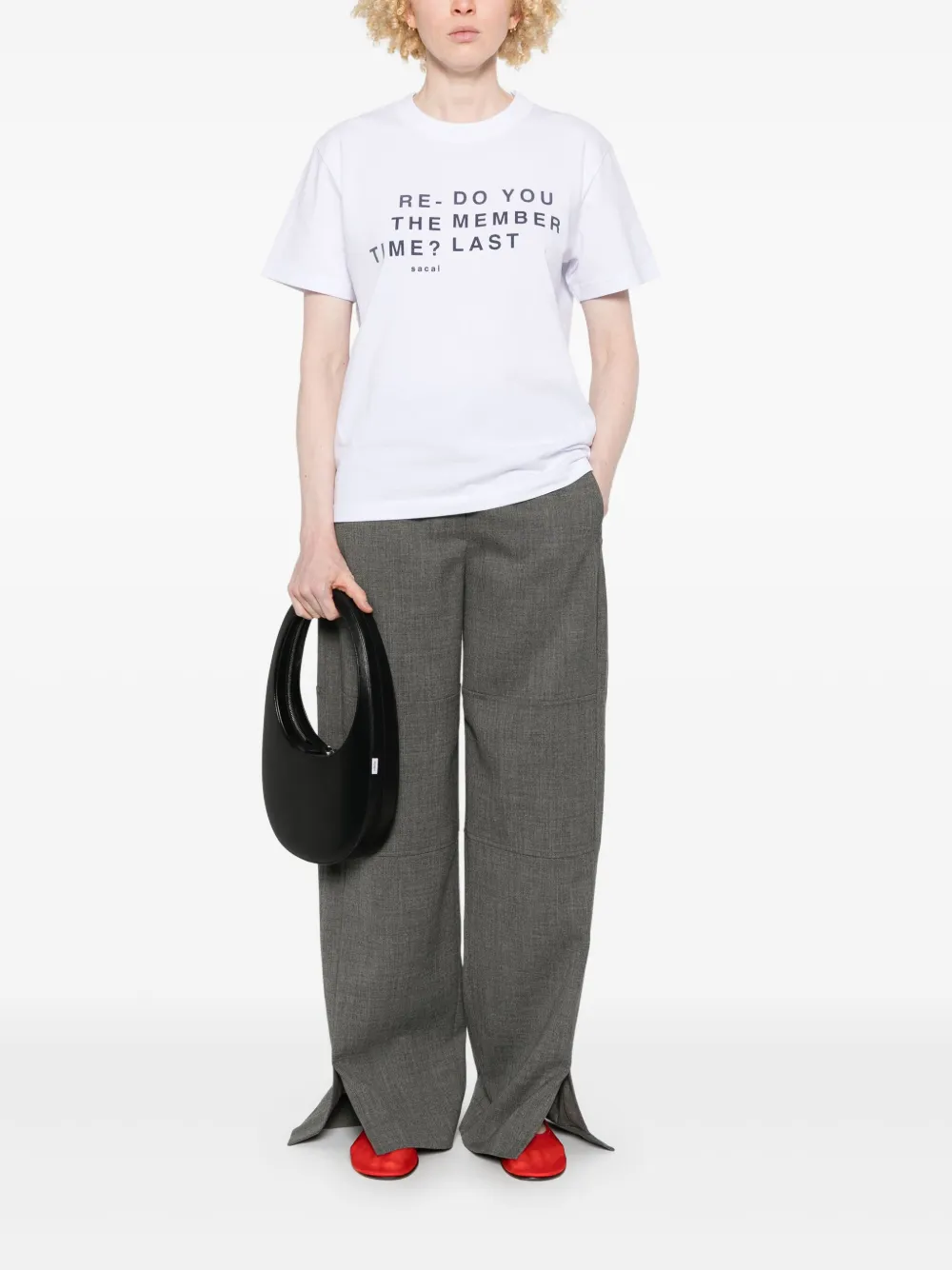sacai T-shirt met tekst Wit