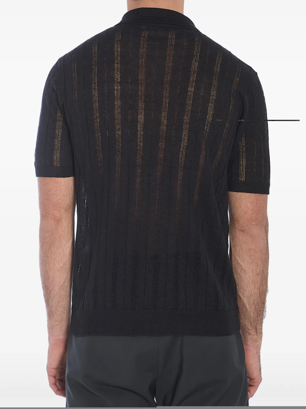 Roberto Collina Opengebreid poloshirt Zwart