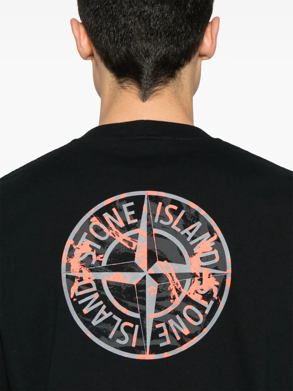 Stone Island T-shirt met camo-logo Zwart