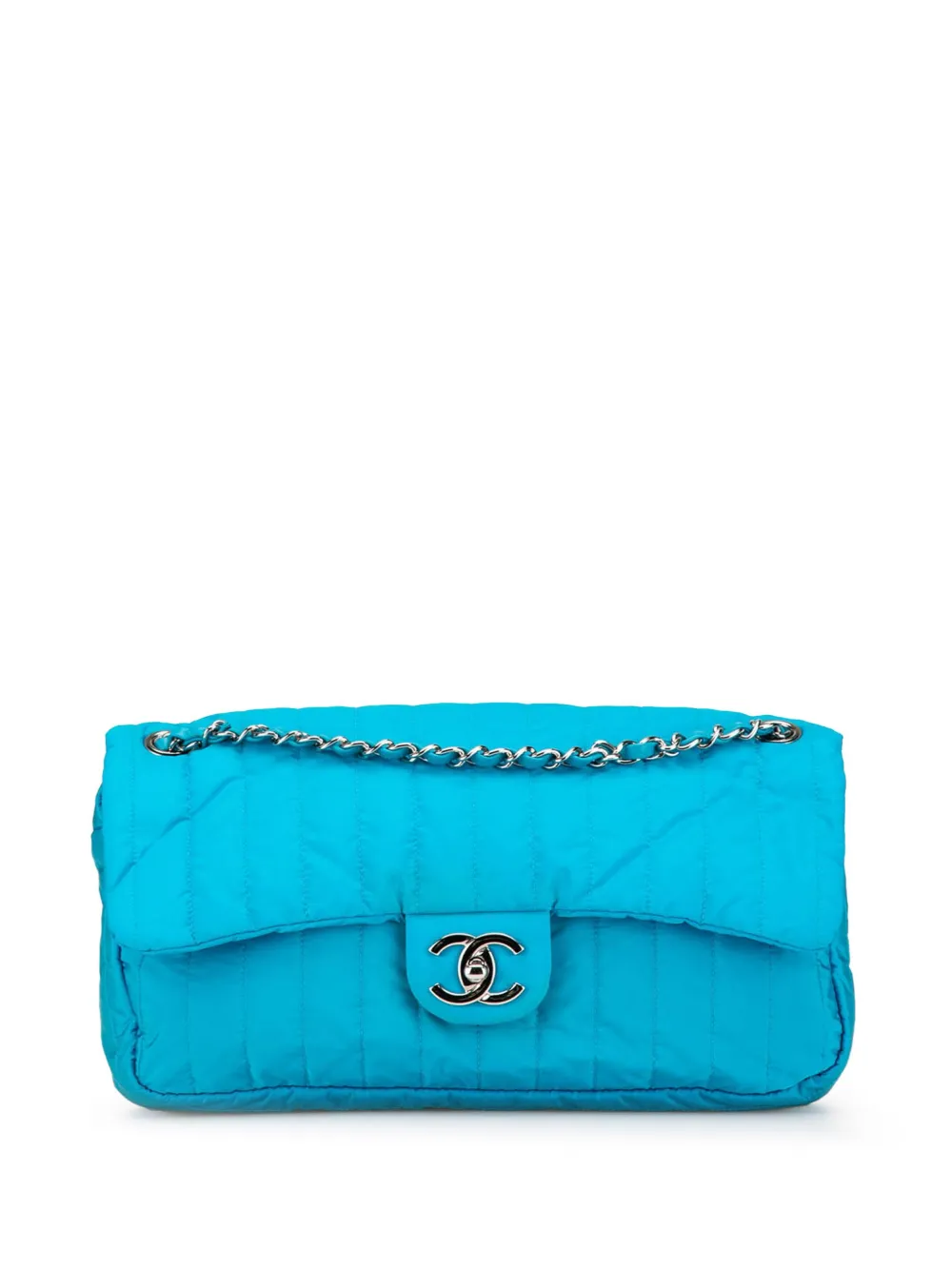 CHANEL Pre-Owned 2012 ジャンボ マトラッセ ナイロン バーティカル フラップ ショルダーバッグ - ブルー CHANEL Pre-Owned 2012 ジャンボ マトラッセ ナイロン バーティカル フラップ ショルダーバッグ - ブルー
