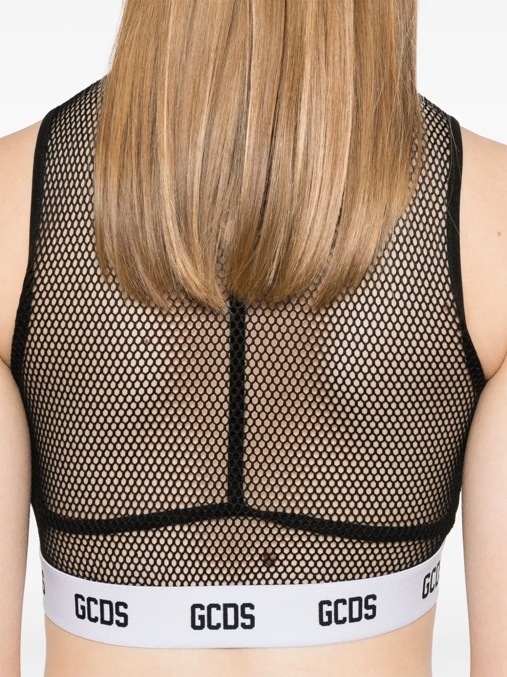 Shop Gcds Essentials Net Top In Black