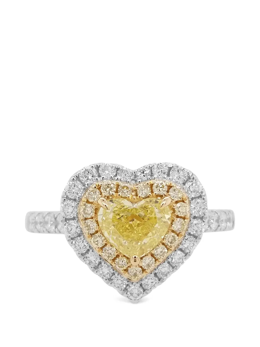 Shop Hyt Jewelry 18kt White Gold Heart Diamond Ring In Yellow