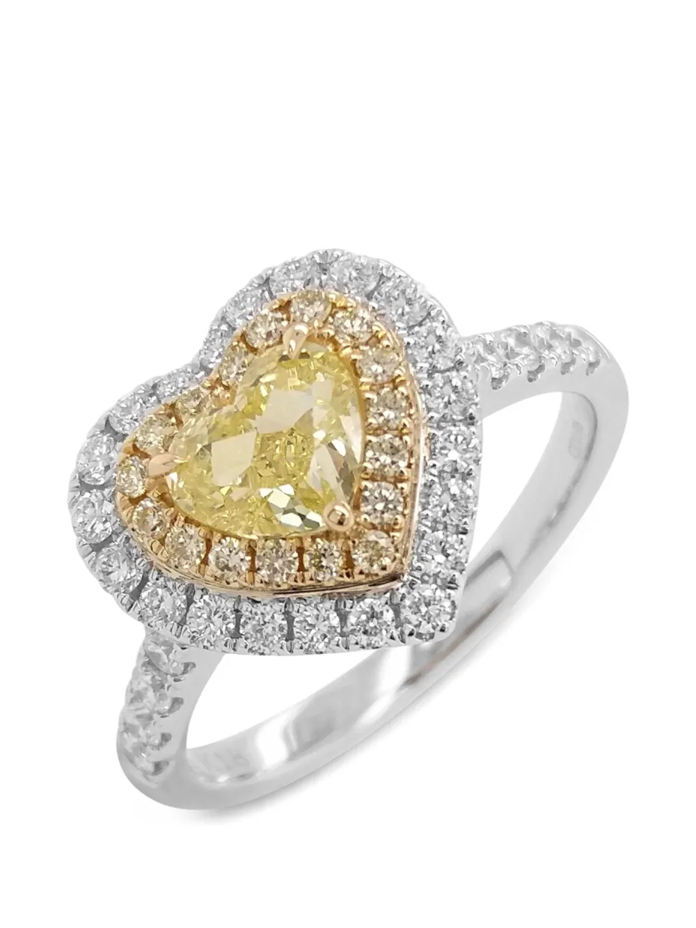Shop Hyt Jewelry 18kt White Gold Heart Diamond Ring In Yellow