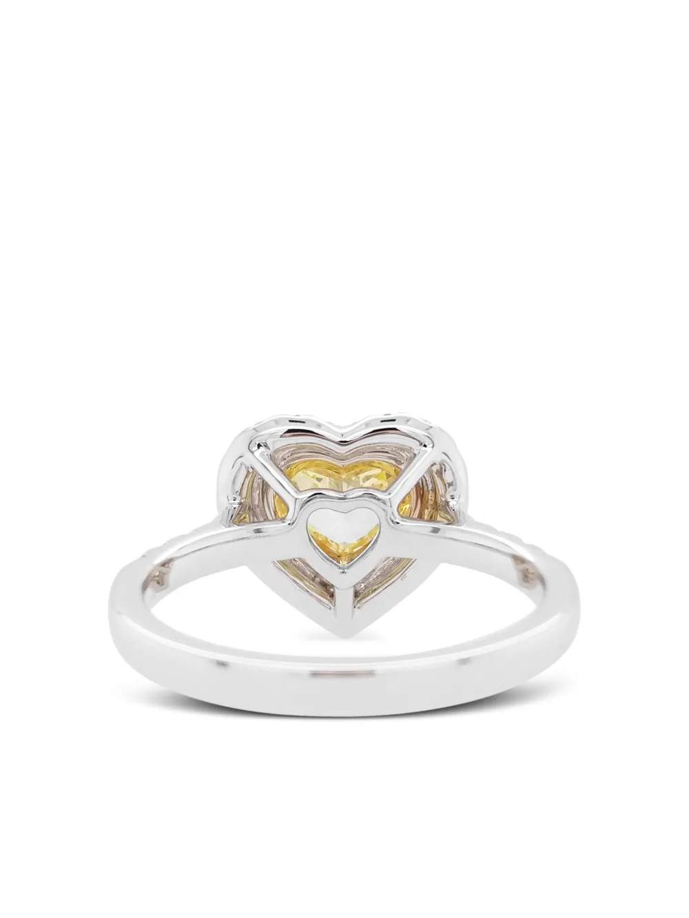 Shop Hyt Jewelry 18kt White Gold Heart Diamond Ring In Yellow