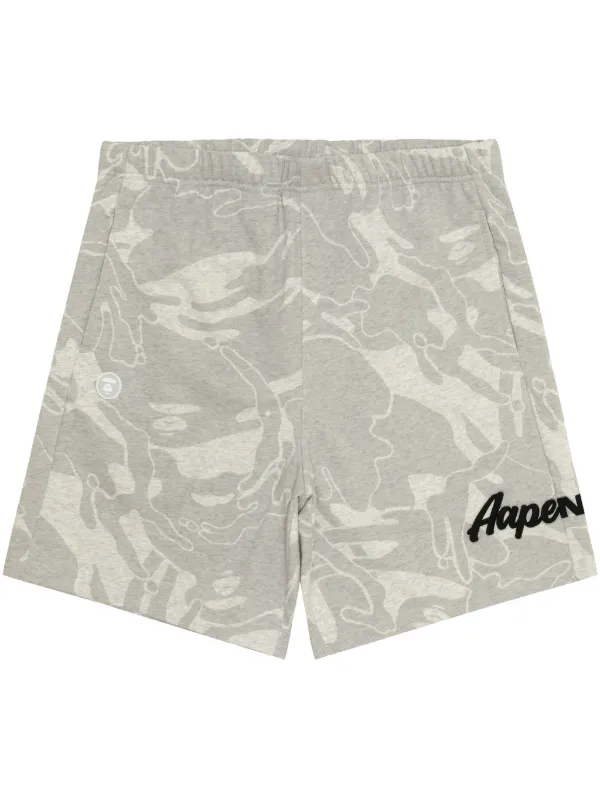 漢*様 早い者勝ち AAPE ダメージ加工ショートパンツ グレー AAPE BY *A BATHING APE® コットンブレンド ショートパンツ | グレー