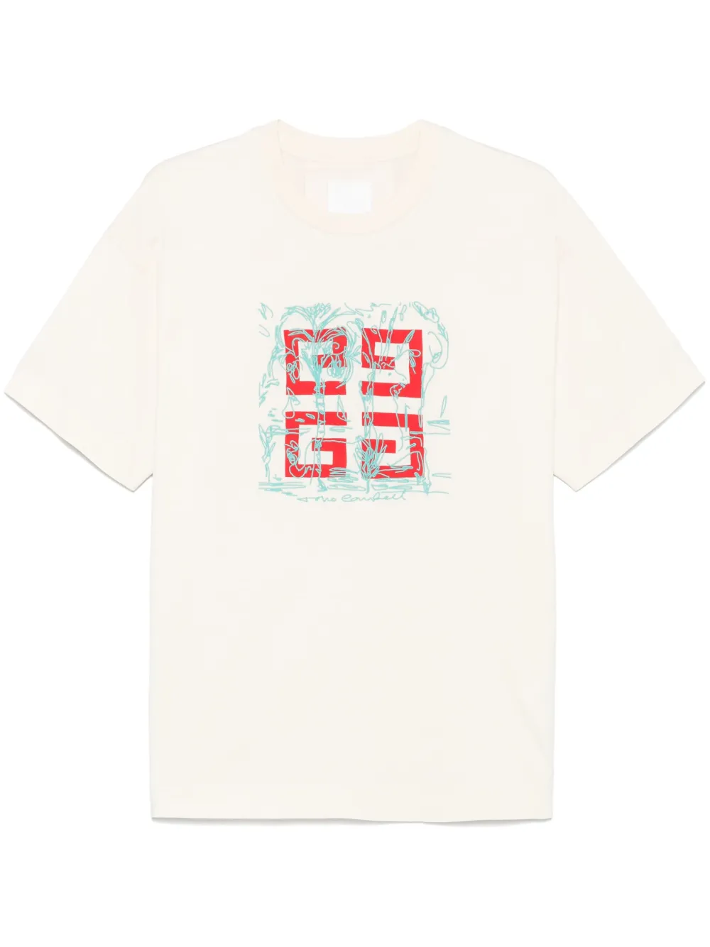 Givenchy T-shirt met 4G-print Beige