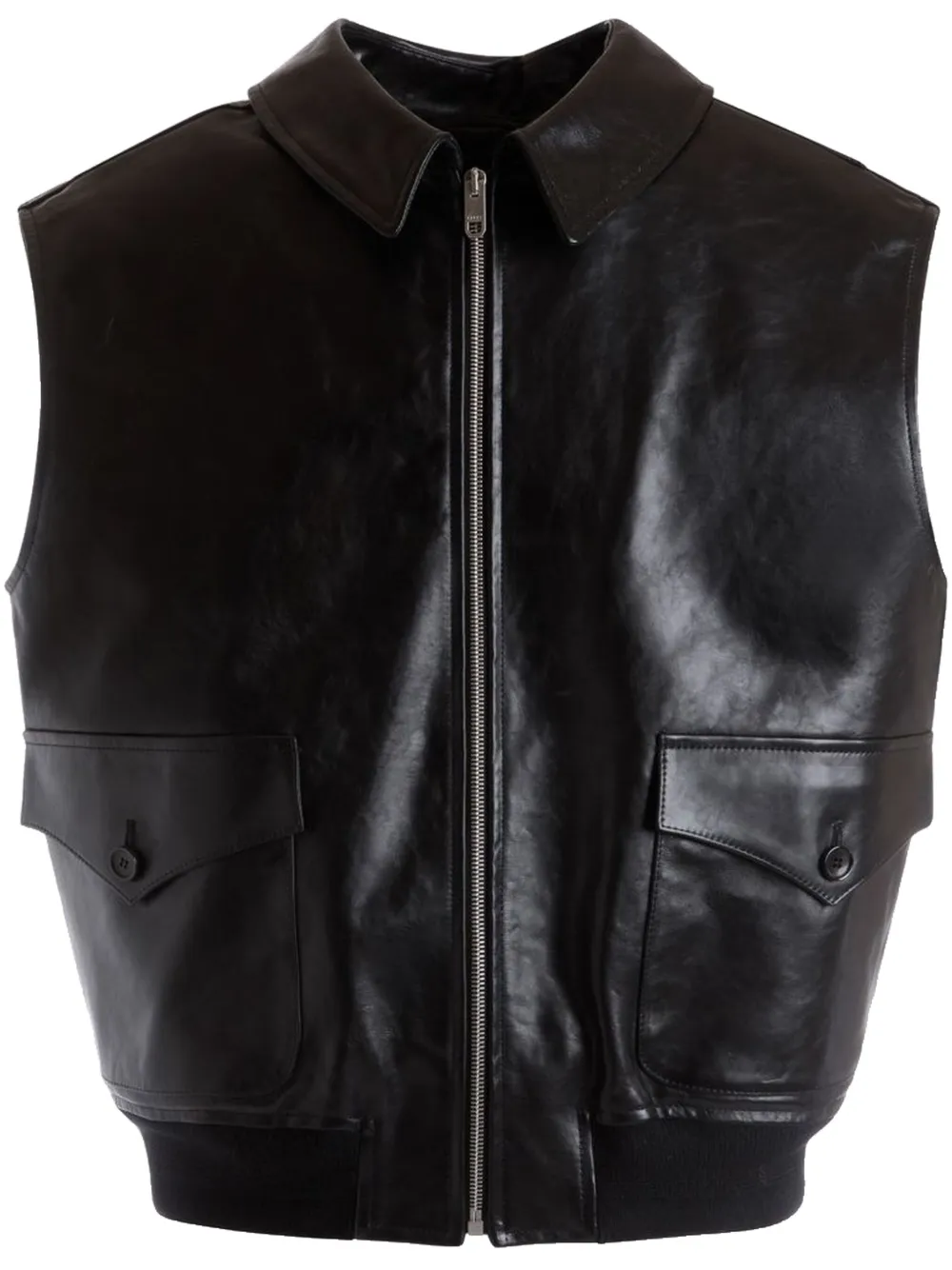 Bally Leren gilet Zwart