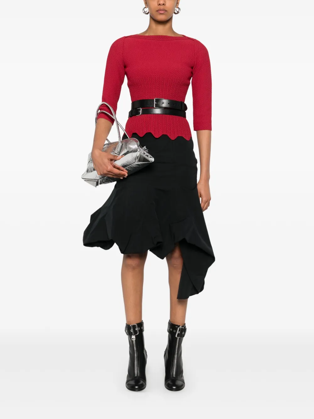 Pre-owned Alaïa 2000s Peplum Top In 红色