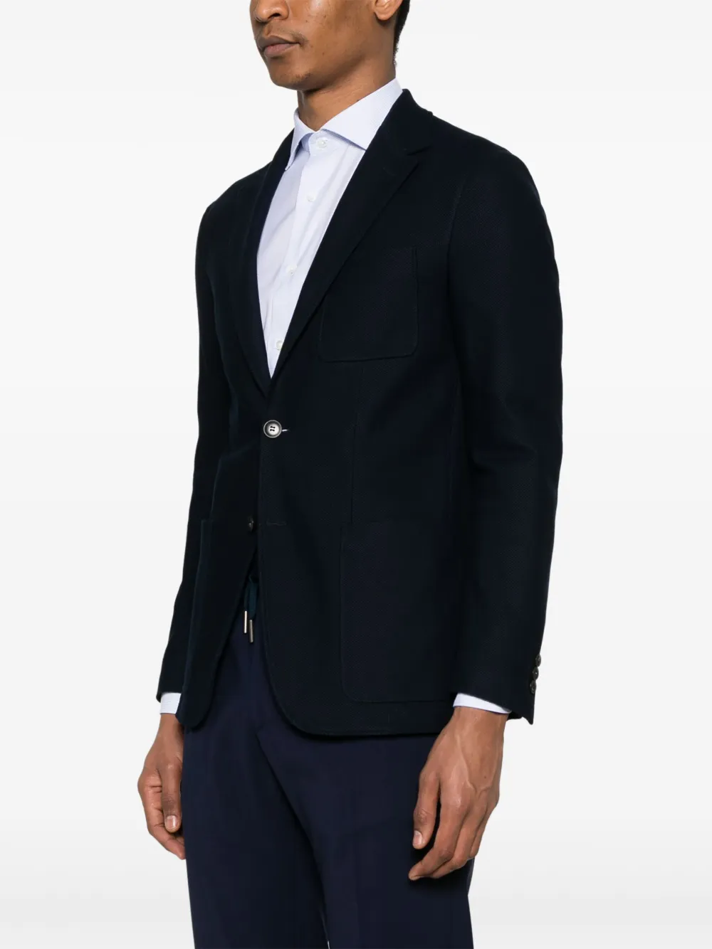 Canali Piqué blazer Blauw