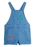 Mini Rodini note-embroidered dungarees - Blue