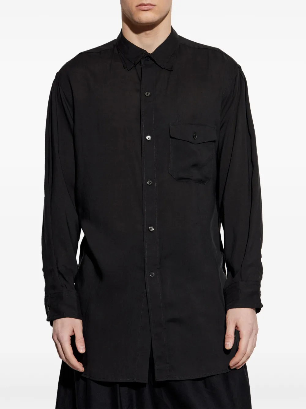 Yohji Yamamoto Overhemd met gelaagde kraag Zwart