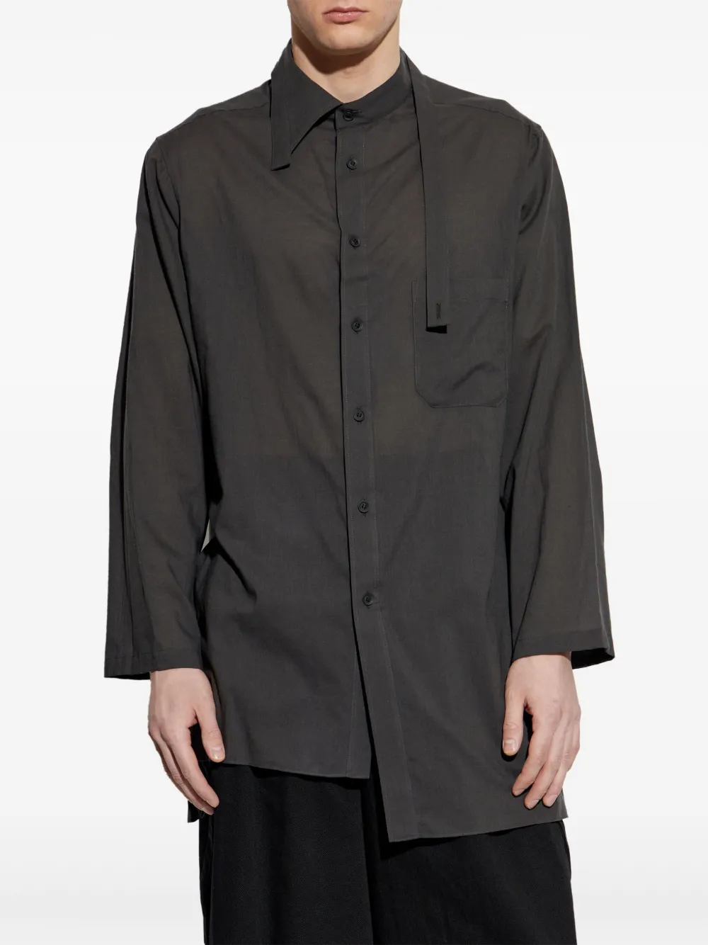 Shop Yohji Yamamoto Asymmetric Shirt In Black