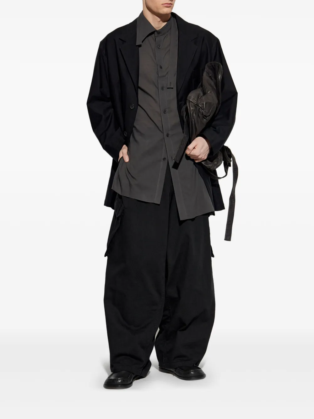 Yohji Yamamoto asymmetric shirt - Zwart